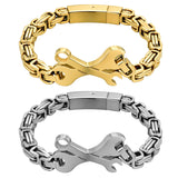 Spanner Wrench Charm Bracelet Men Stainless Steel Silver Jewelry