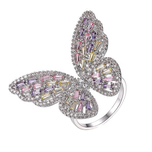 Zircon Butterfly Adjustable Ring Wedding Anniversary Jewelry