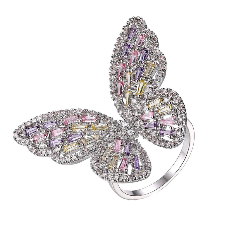 Zircon Butterfly Adjustable Ring Wedding Anniversary Jewelry