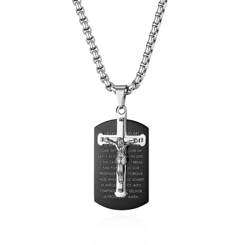 Men Chain Stainless Steel Silver Cross Necklace Long Pendant Choker