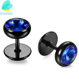 Barbell Style Stainless Steel Stud Earrings Unisex Jewelry