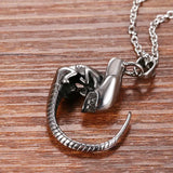 BONISKISS Men's Punk Pendant Necklace Stainless Steel Alien Dragon Biker Jewelry
