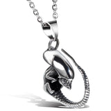 BONISKISS Men's Punk Pendant Necklace Stainless Steel Alien Dragon Biker Jewelry