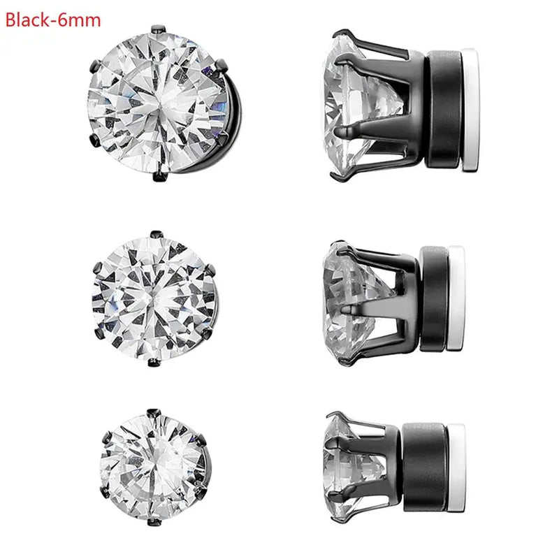 Stainless Steel Magnet Stud Earrings Unisex Round No Piercing Jewelry