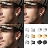 Stainless Steel Magnet Stud Earrings Unisex Round No Piercing Jewelry