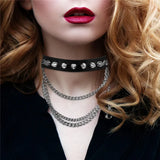 Women Punk Gothic Style Spike Rivet Choker Necklace