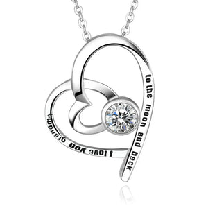 925 Silver Heart Pendant Necklace with Crystal for Women
