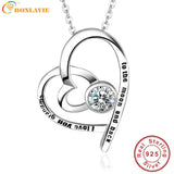 925 Silver Heart Pendant Necklace with Crystal for Women