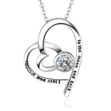 925 Silver Heart Pendant Necklace with Crystal for Women