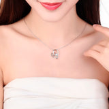 925 Silver Heart Pendant Necklace with Crystal for Women