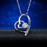 925 Silver Heart Pendant Necklace with Crystal for Women