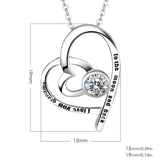 925 Silver Heart Pendant Necklace with Crystal for Women