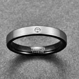Men's Matte Tungsten Carbide Ring with Cubic Zircon Punk Style