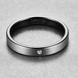 Men's Matte Tungsten Carbide Ring with Cubic Zircon Punk Style