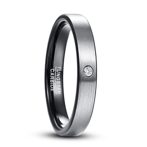 Men's Matte Tungsten Carbide Ring with Cubic Zircon Punk Style