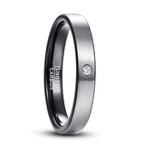 Men's Matte Tungsten Carbide Ring with Cubic Zircon Punk Style