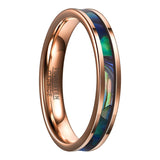 4MM Rose Inlaid Abalone Shell Tungsten Carbide Ring Men's Jewelry Wedding Band