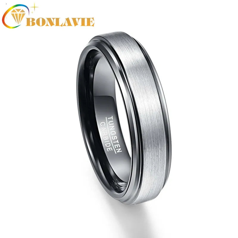6mm Tungsten Carbide Men's Ring Brushed Finish Wedding Band Size 7-12