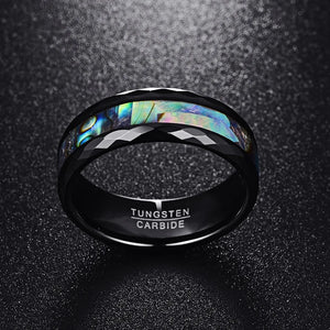 8mm Abalone Shell & Tungsten Carbide Rings Wedding Bands Size 5-14