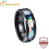 8mm Abalone Shell & Tungsten Carbide Rings Wedding Bands Size 5-14