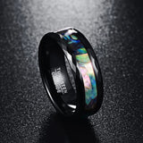 8mm Abalone Shell & Tungsten Carbide Rings Wedding Bands Size 5-14