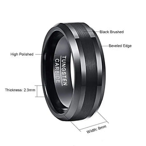 8mm Tungsten Carbide Ring Brushed Center Men's Ring Size 7-12