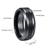 8mm Tungsten Carbide Ring Brushed Center Men's Ring Size 7-12