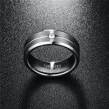 8mm Tungsten Carbide CZ Zircon Men's Wedding Band