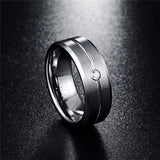 8mm Tungsten Carbide CZ Zircon Men's Wedding Band