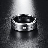 8mm Tungsten Carbide CZ Zircon Men's Wedding Band