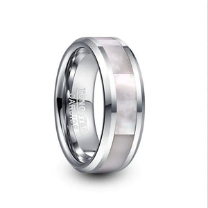 8mm Tungsten Carbide Ring Steel Inlay Men's Wedding Ring