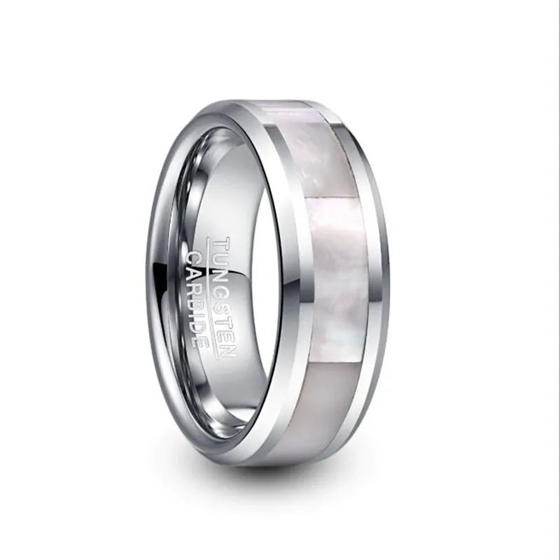 8mm Tungsten Carbide Ring Steel Inlay Men's Wedding Ring