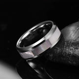 8mm Tungsten Carbide Ring Steel Inlay Men's Wedding Ring