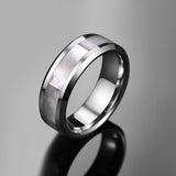 8mm Tungsten Carbide Ring Steel Inlay Men's Wedding Ring