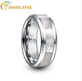 8mm Tungsten Carbide Ring Steel Inlay Men's Wedding Ring