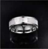 8mm Tungsten Carbide Ring Steel Inlay Men's Wedding Ring
