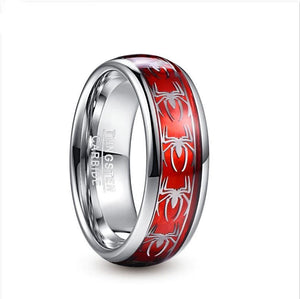 8mm Opal Inlaid Spider Motif Tungsten Ring Wedding Band