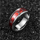 8mm Opal Inlaid Spider Motif Tungsten Ring Wedding Band