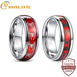 8mm Opal Inlaid Spider Motif Tungsten Ring Wedding Band