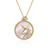 925 Silver Necklace Unicorn Fritillary Agate Couple Crystal Birthday Gift