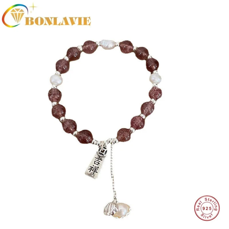925 Silver Chinese Characters Hand-elastic Rope Bracelet