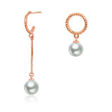 Sterling Silver Shell Pearl Earrings Silver and Rose Engagement Wedding