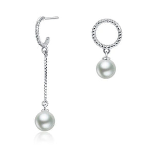 Sterling Silver Shell Pearl Earrings Silver and Rose Engagement Wedding