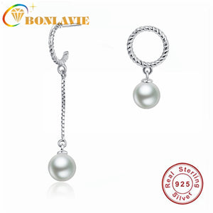 Sterling Silver Shell Pearl Earrings Silver and Rose Engagement Wedding