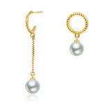 Sterling Silver Shell Pearl Earrings Silver and Rose Engagement Wedding