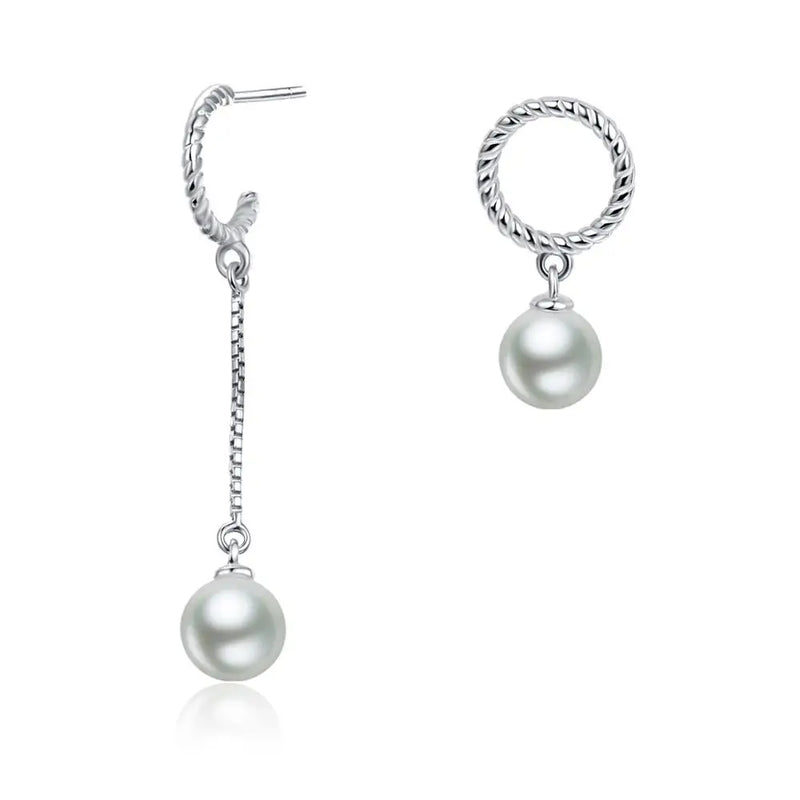 Sterling Silver Shell Pearl Earrings Silver and Rose Engagement Wedding