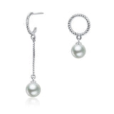 Sterling Silver Shell Pearl Earrings Silver and Rose Engagement Wedding