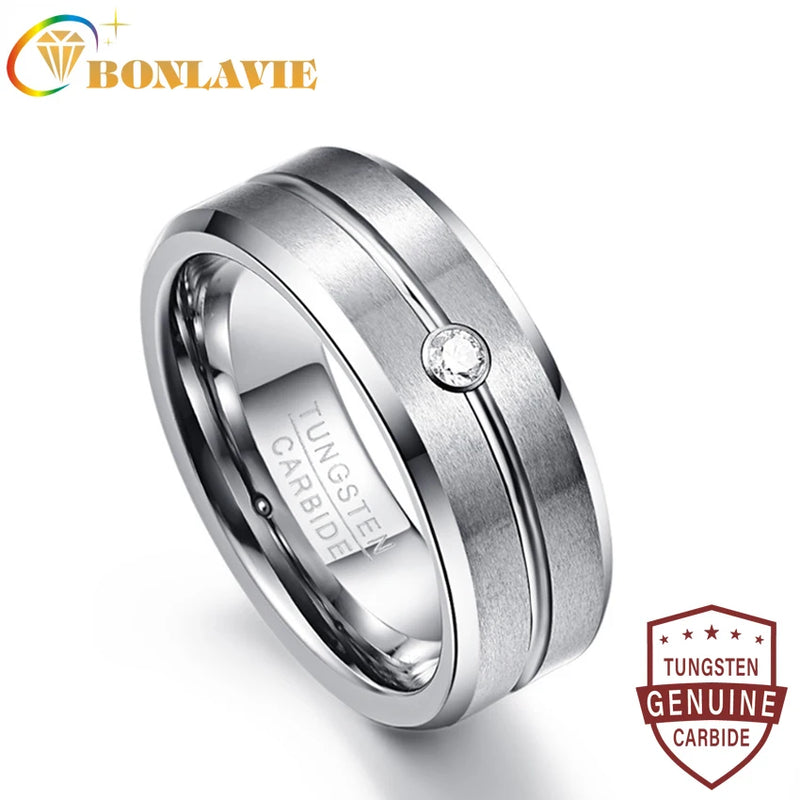 Men's 8mm Tungsten Carbide Wedding Band Ring