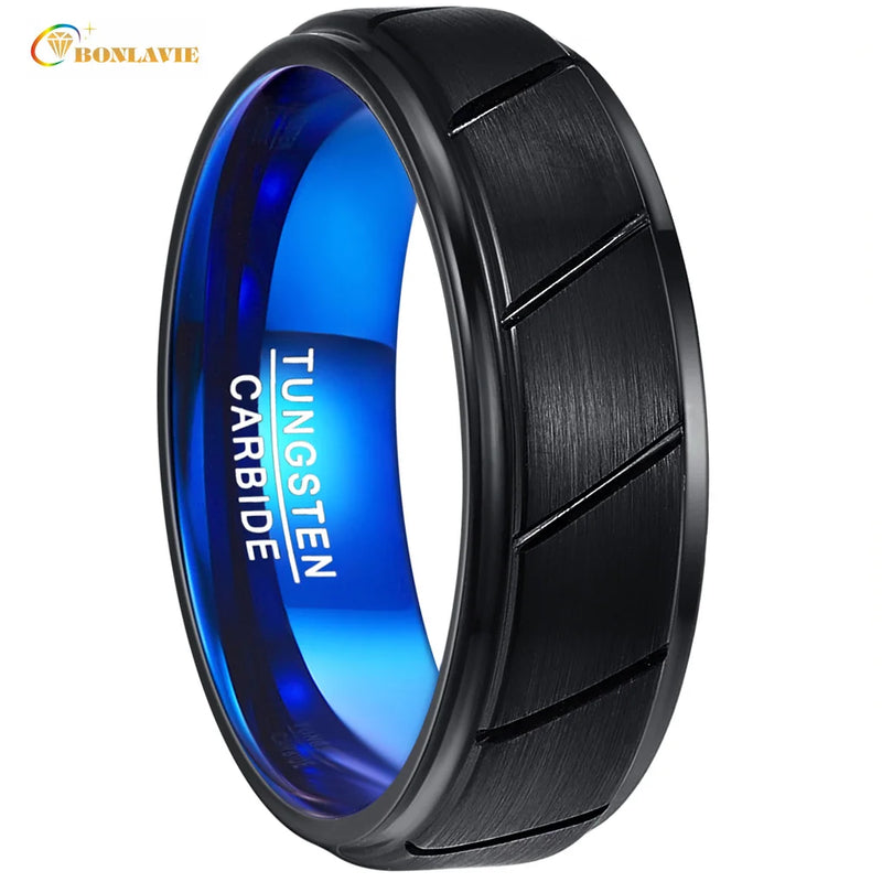Tungsten Steel Men's Wedding Ring 8MM Wide 2.3MM Thick