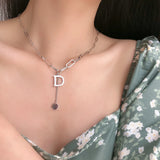 Letter M Chain Necklace Female 925 Sterling Silver Short All-match